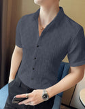 Men Regular Fit Shirt with Spread Collar